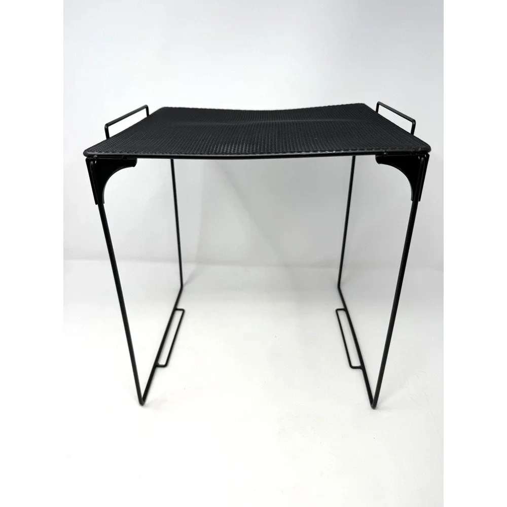 Black Metal Mesh Collapsible Locker Shelf Folding Storage Organizer 12 Inch Tall